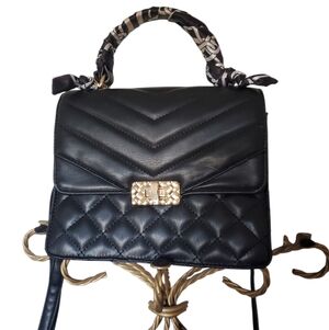 ALDO Black Quilted "Airyy" Satchel with Crossbody Strap